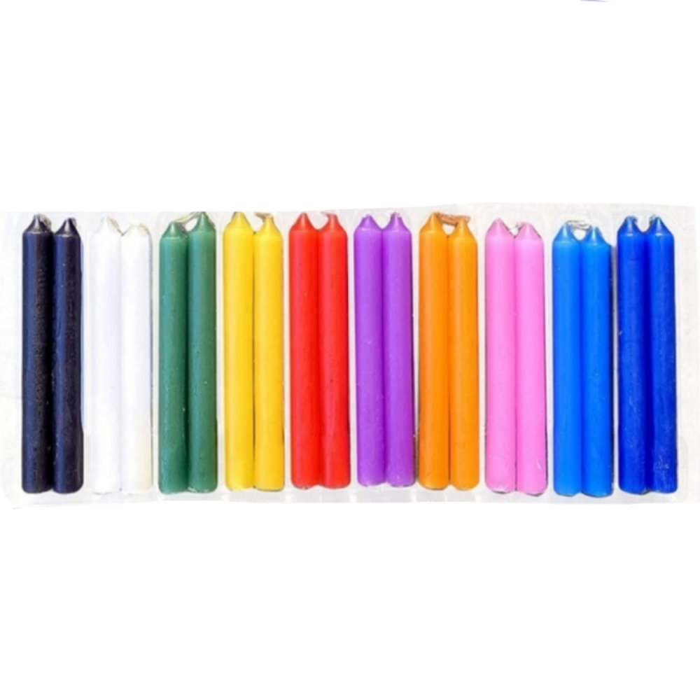20 pack Multicolored Candles Wish Spell Multicolor 10 Candle Colors 4.5" New